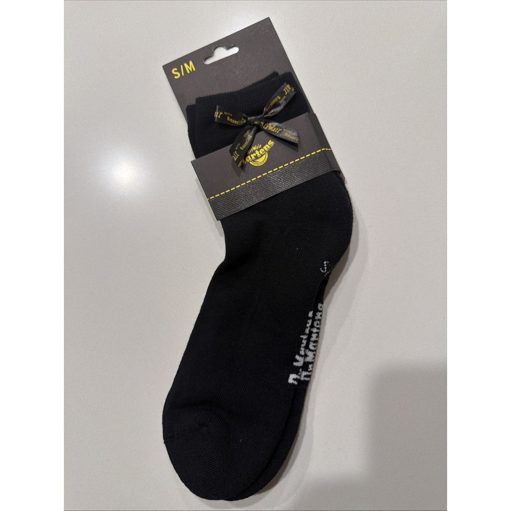 Dr Martens AD044002 Bow Sock Black Organic Cotton Blend Crew Socks S/M NWT